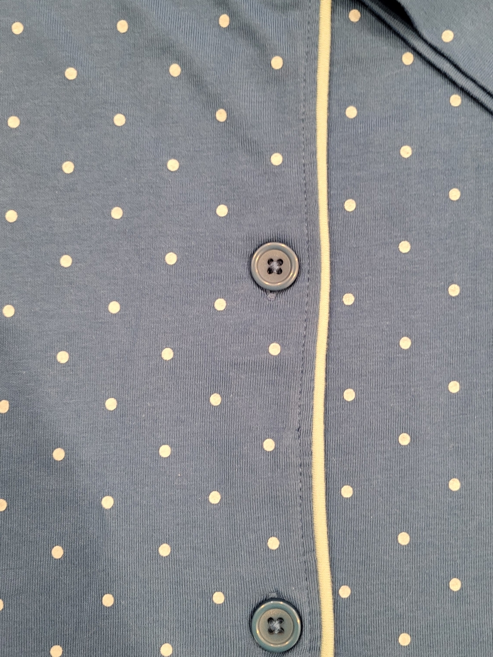 Women's Blue Polka Dot Pajama Set with Contrast Piping - Picture 5 of 8